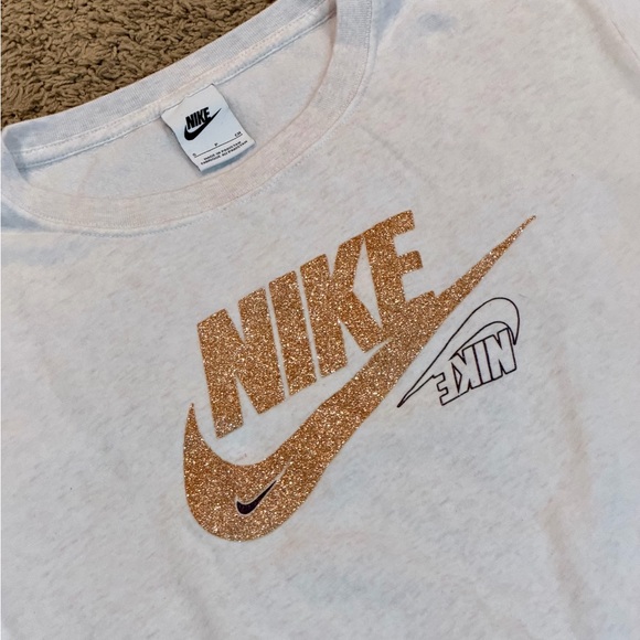 Nike Tops - Nike Bling Rose Gold Logo Sweatshirt Women's Sz S